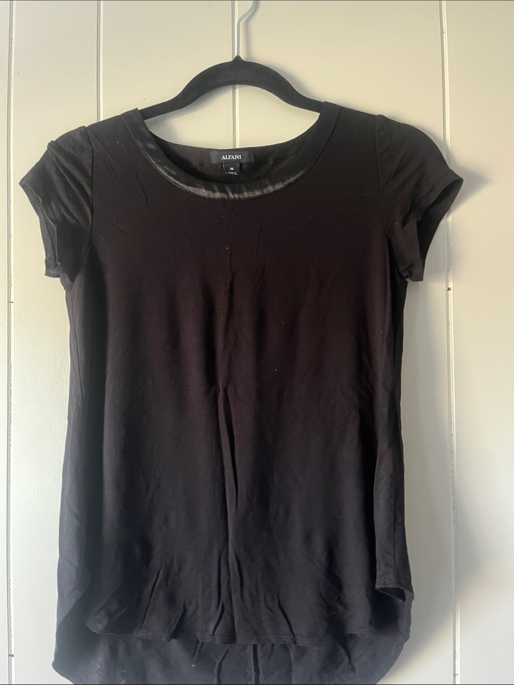 Alfani Black Short Sleeve Scoop Neck Tee